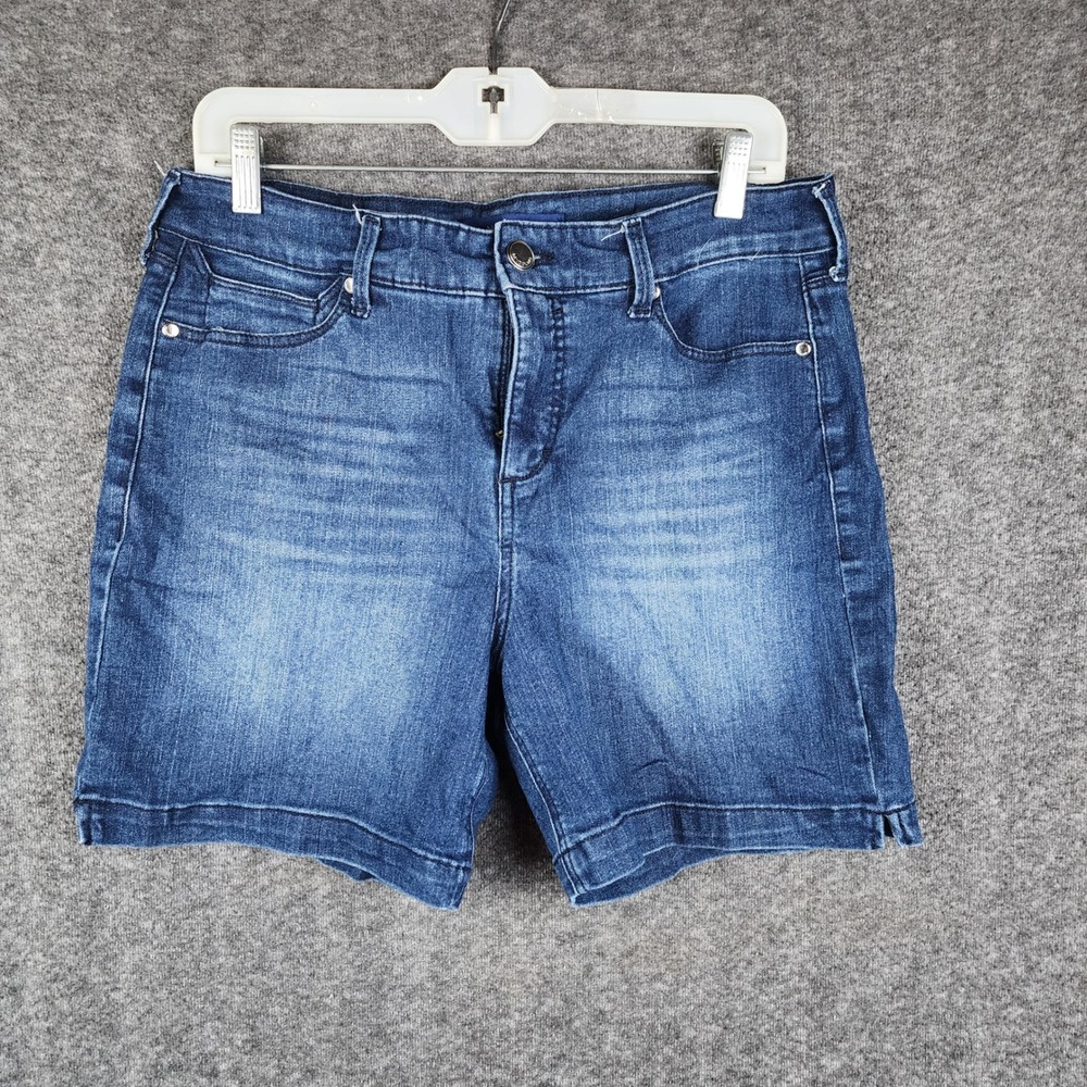 Bandolino Amalia Denim Shorts Womens 8 Blue Medium Wash High‎ Rise Stretch 6in